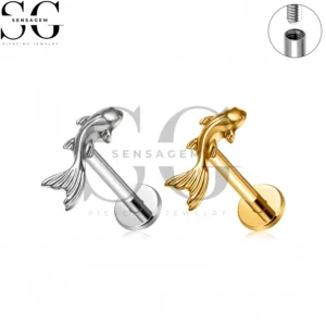 SG4418 F136 Titanium Koi Fish Labret Stud Lip Piercing Jewelry