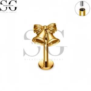 SG4430 F136 Titanium Bow Bell Labret Stud Lip Piercing Jewelry