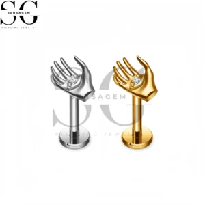 SG4433 F136 Titanium Hand Labret Stud CZ Lip Piercing Jewelry