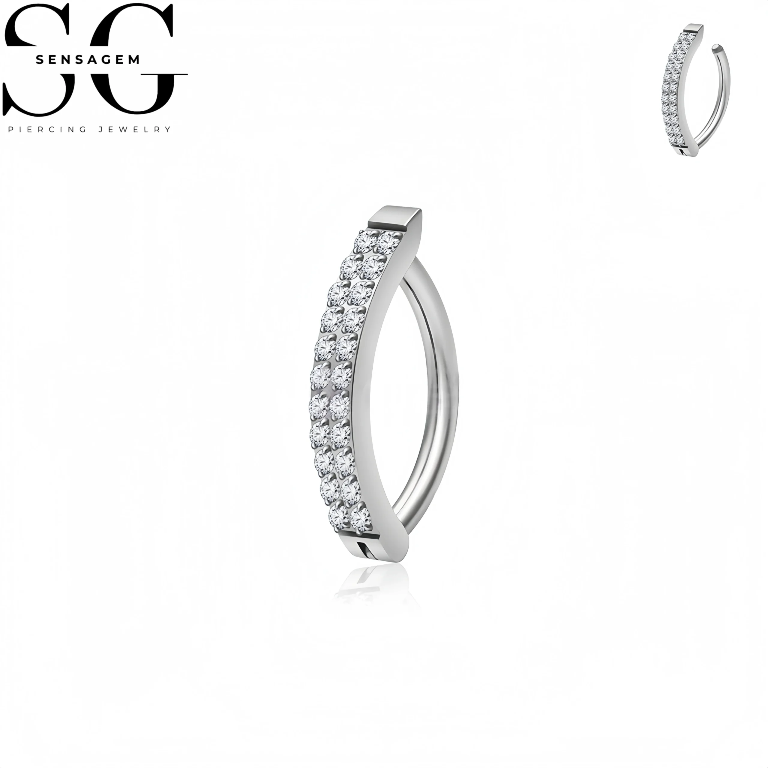 SG6056 F136 Titanium Crystal Belly Button Ring Curved Navel Piercing - Image 3