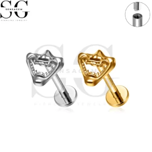 SG4452 F136 Titane Bouche Ouverte Chat Labret Stud Filetage Interne Piercing