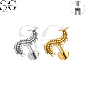 SG4438 F136 Piercing labret en forme de mille-pattes en titane avec filetage interne