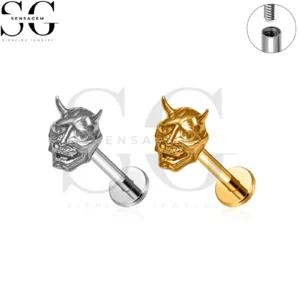 SG4436 F136 Masque de démon en titane Labret Stud Piercing fileté intérieurement