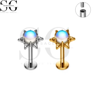 SG4439 F136 Titane Opale Étoile Labret Stud Filetage Intérieur Piercing