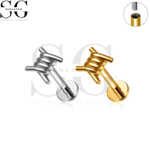 SG4444 F136 Titane Geste de la main Labret Stud Piercing fileté intérieurement