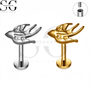 SG4450 F136 Titane Hirondelle Oiseau Labret Stud Filetage Intérieur Piercing