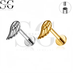 SG4451 F136 Piercing labret à ailes en titane avec filetage interne