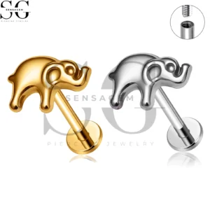 SG4454 Wholesale F136 Titanium Elephant Labret Stud Internally Threaded Lip Piercing Jewelry