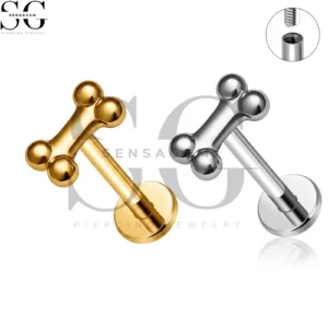 SG4455 Wholesale F136 Titanium Bone Labret Stud Internally Threaded Lip Piercing Jewelry