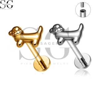 SG4456 Wholesale F136 Titanium Dog Labret Stud Internally Threaded Lip Piercing Jewelry