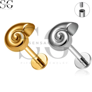 SG4458 Wholesale F136 Titanium Snail Shell Labret Stud Internally Threaded Lip Piercing Jewelry