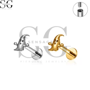 SG4468 Wholesale F136 Titanium Halloween Ghost Labret Stud Internally Threaded Lip Piercing Jewelry