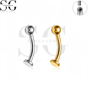 SG7027 F136 Anello per ombelico con filettatura interna in titanio, bilanciere curvo