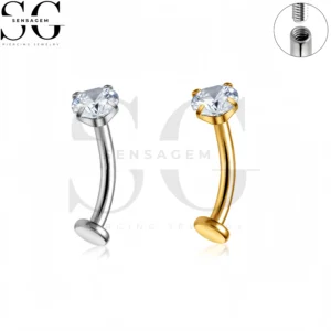 SG7029 F136 Anello per ombelico in titanio CZ Bilanciere curvo con filettatura interna