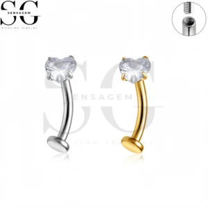 SG7030 F136 Anello per ombelico con cuore in titanio CZ e bilanciere con filettatura interna