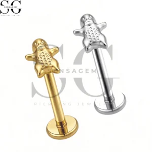 SGYS1285 Turtle Labret Stud Internally Threaded Lip Piercing Jewelry