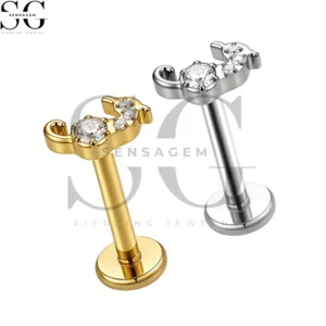 SGYS1331 Wholesale F136 Titanium Seahorse CZ Labret Stud Internally Threaded Lip Piercing Jewelry