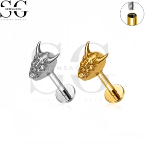 SG4435 F136 Titanium Oni Mask Labret Stud fileté intérieurement