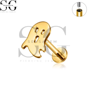 SG4478 G23 Titan-Ohrstecker mit flachem Innengewinde und gruseligem, niedlichem Geist für die Lippe & Ohrlochstechen
