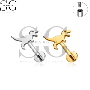 SG4485 G23 Anillo de labio trasero plano de dinosaurio lindo de titanio T-Rex Labret Stud