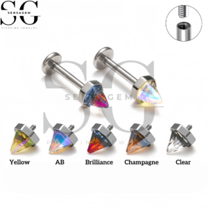 SG4499 G23 Anillo de labio con parte posterior plana de titanio con forma de cono de cristal