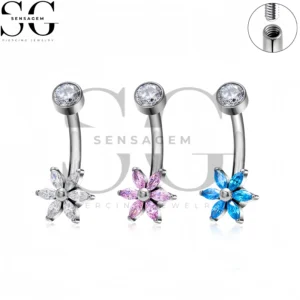 Anillo de ombligo de titanio SG6059 G23, anillo de ombligo de flor de marquesa 14G