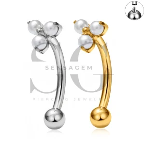 SG7031 Anello per sopracciglio con perla in titanio di grado implantare ASTM F136