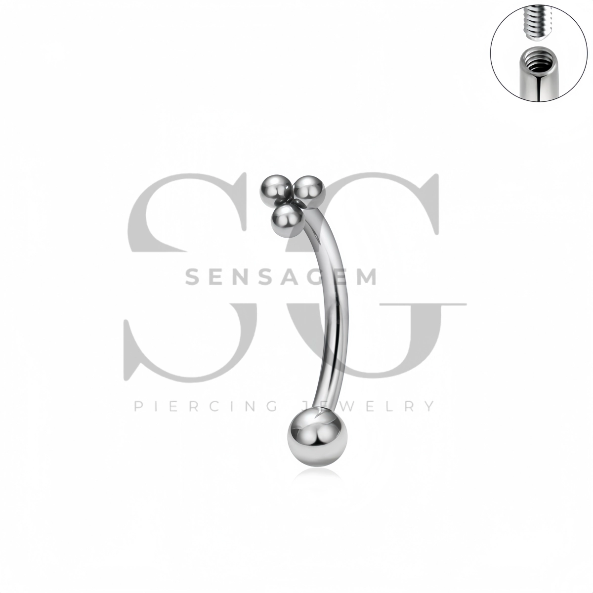 SG7032 ASTM F136 Implant Grade Titanium Tri-Bead Eyebrow Ring – Bild 3
