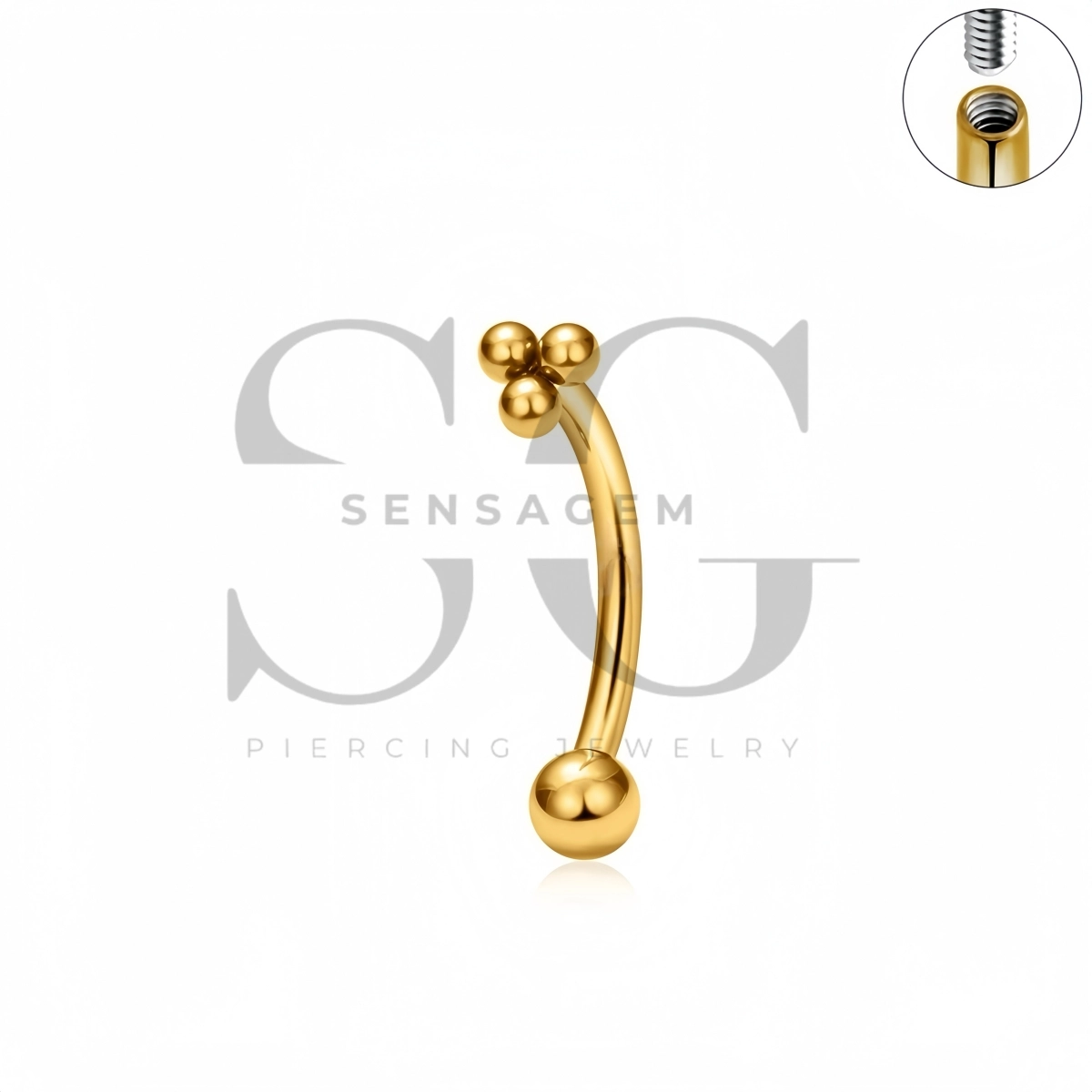 SG7032 ASTM F136 Implant Grade Titanium Tri-Bead Eyebrow Ring – Bild 2