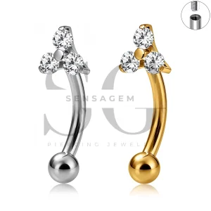 SG7033 Anello per sopracciglio Trinity CZ in titanio grado impianto ASTM F136