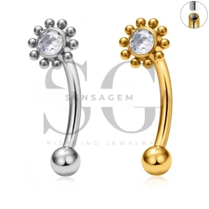 SG7034 Anello per sopracciglio girasole in titanio di grado implantare ASTM F136
