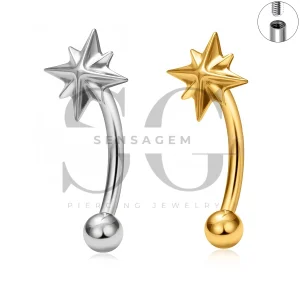 SG7035 Anello per sopracciglio North Star in titanio di grado implantare ASTM F136