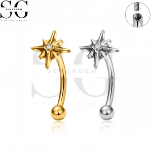 SG7036 Anello per sopracciglio in titanio North Star CZ di grado impianto ASTM F136