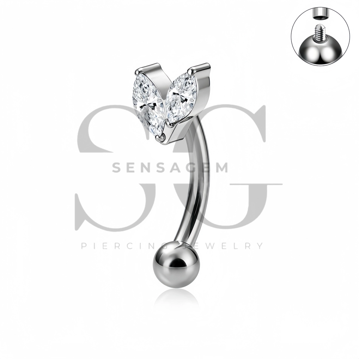 SG7039 ASTM F136 Implant Grade Titanium Leaf Sprout Eyebrow Ring – Bild 4