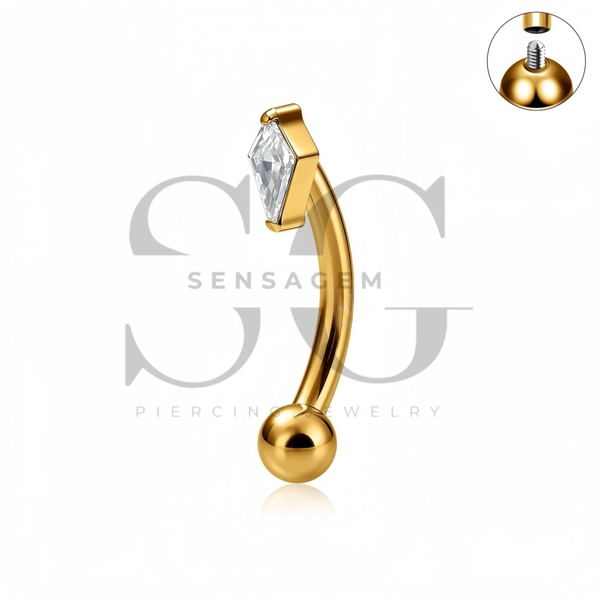 SG7040 ASTM F136 Implant Grade Titanium Marquise CZ Eyebrow Ring – Bild 3