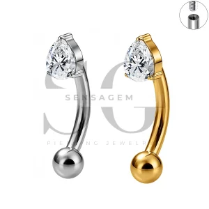 SG7042 Anello per sopracciglio CZ a pera in titanio di grado impianto ASTM F136