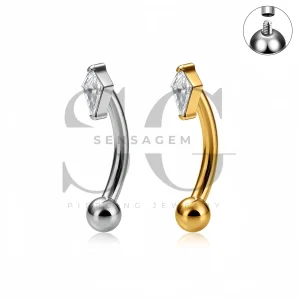 SG7044 Anello per sopracciglia Kite CZ in titanio per impianto ASTM F136