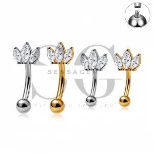 SG7045 ASTM F136 Implant Grade Titanium Marquise Crown Eyebrow Ring