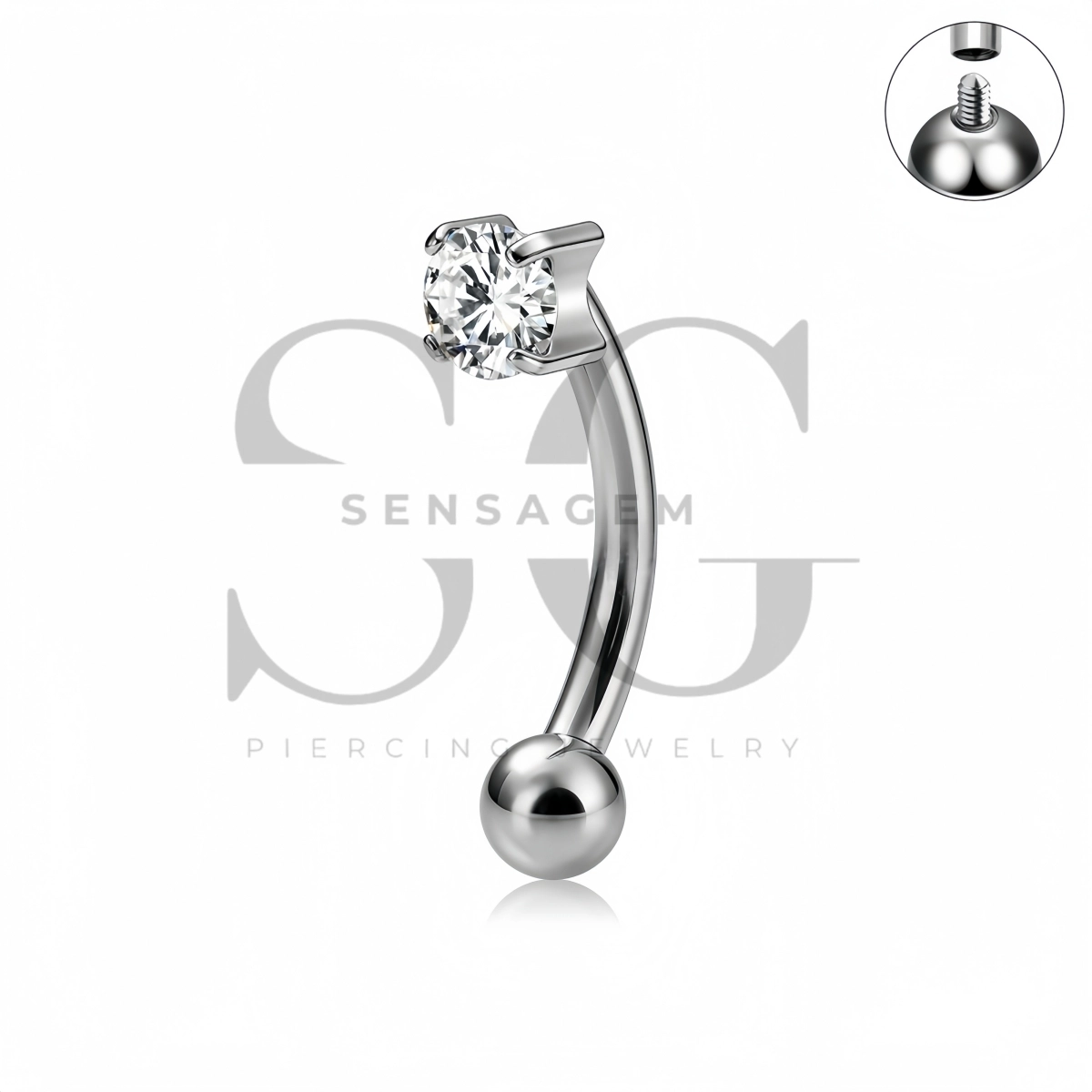 SG7046 ASTM F136 Implant Grade Titanium 4-Prong CZ Eyebrow Ring - Image 3