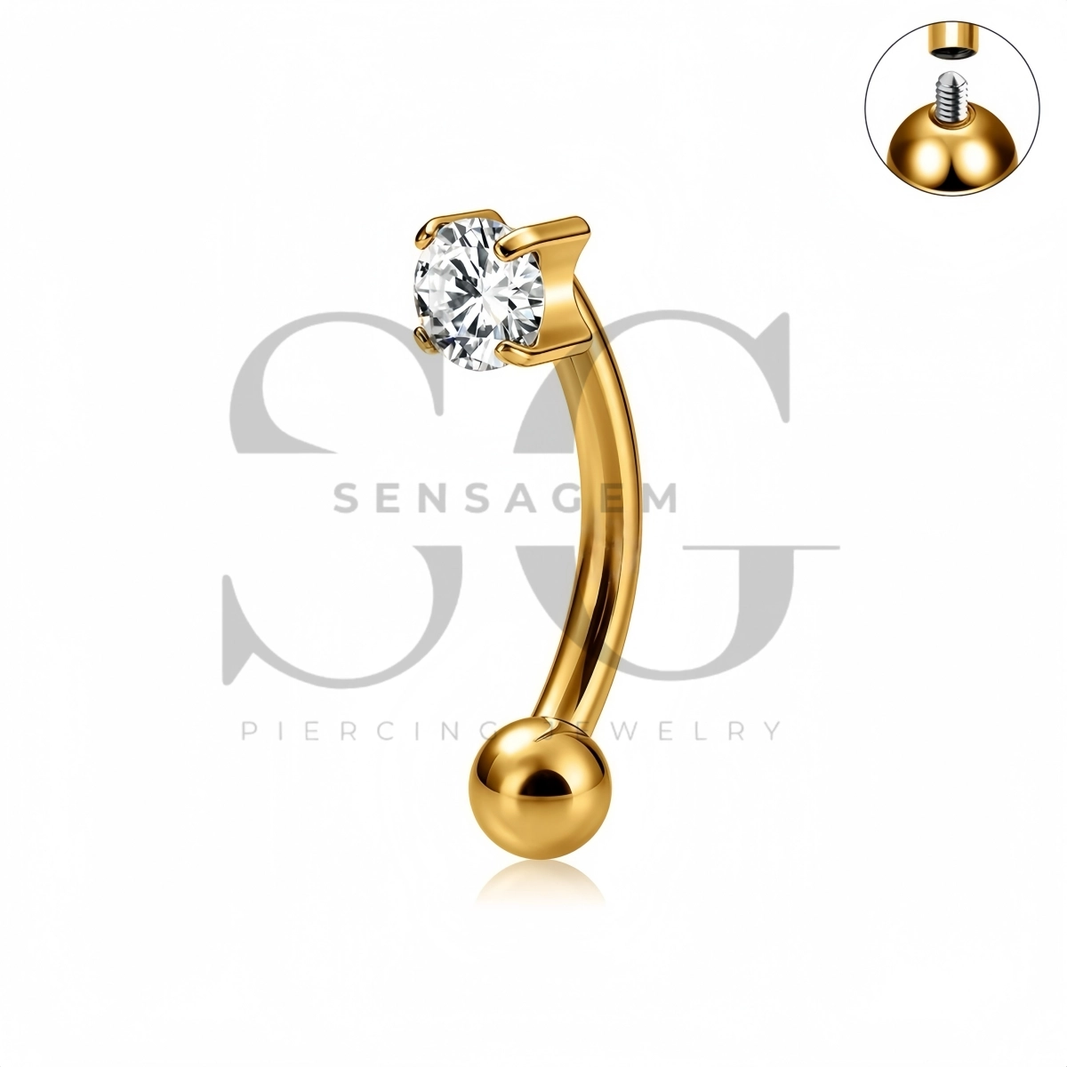 SG7046 ASTM F136 Implant Grade Titanium 4-Prong CZ Eyebrow Ring - Image 2