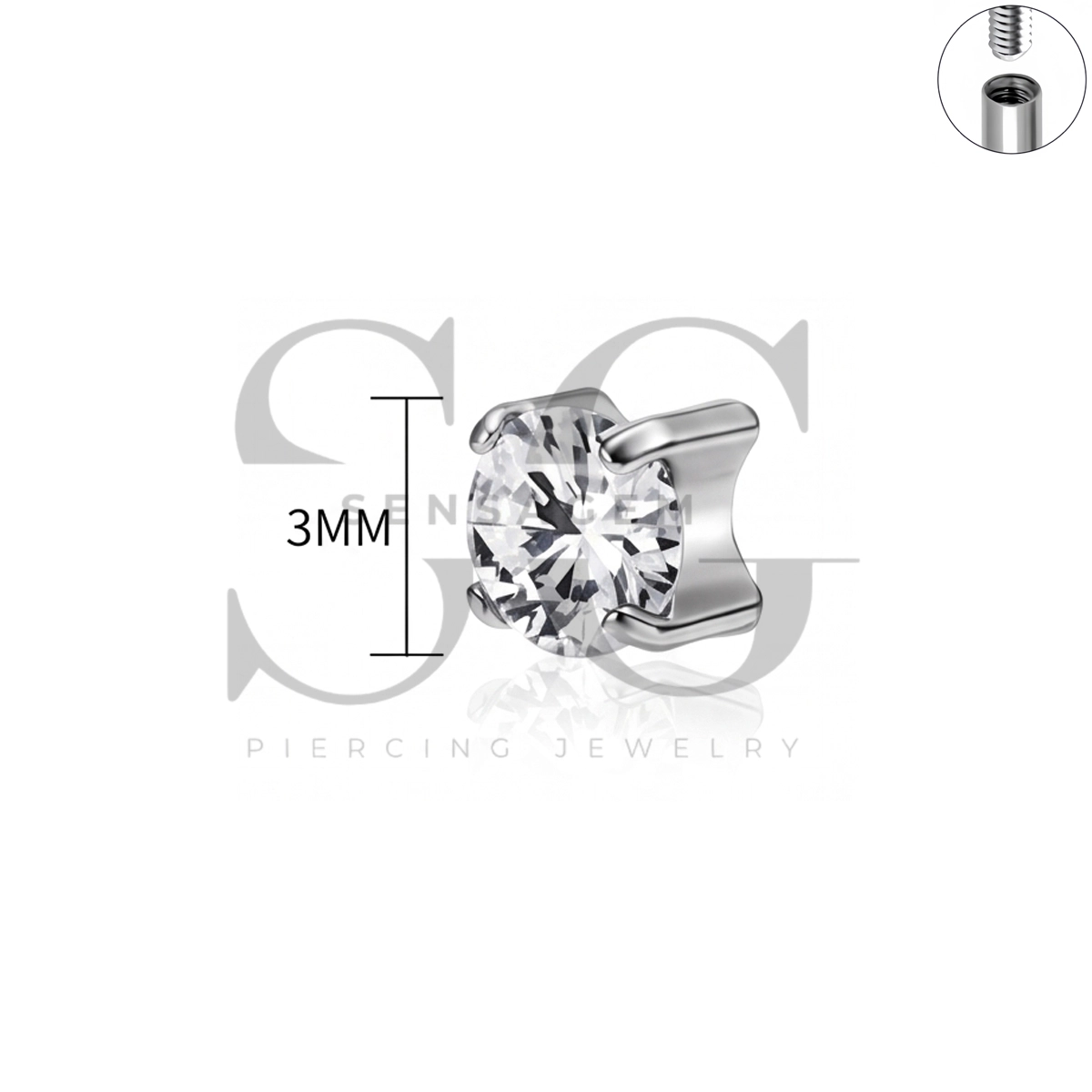 SG7046 ASTM F136 Implant Grade Titanium 4-Prong CZ Eyebrow Ring - Image 4