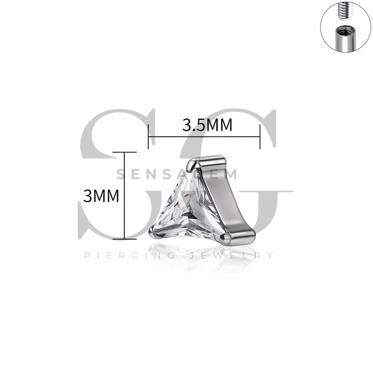 SG7047 ASTM F136 Dreieckiger CZ-Augenbrauenring aus Titan in Implantatqualität – Bild 4
