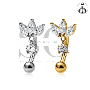 SG7048 ASTM F136 Implant Grade Titanium Crown Navel Ring