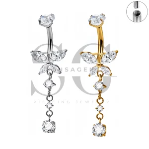 SG7049 ASTM F136 Implant Grade Titanium Butterfly Navel Ring