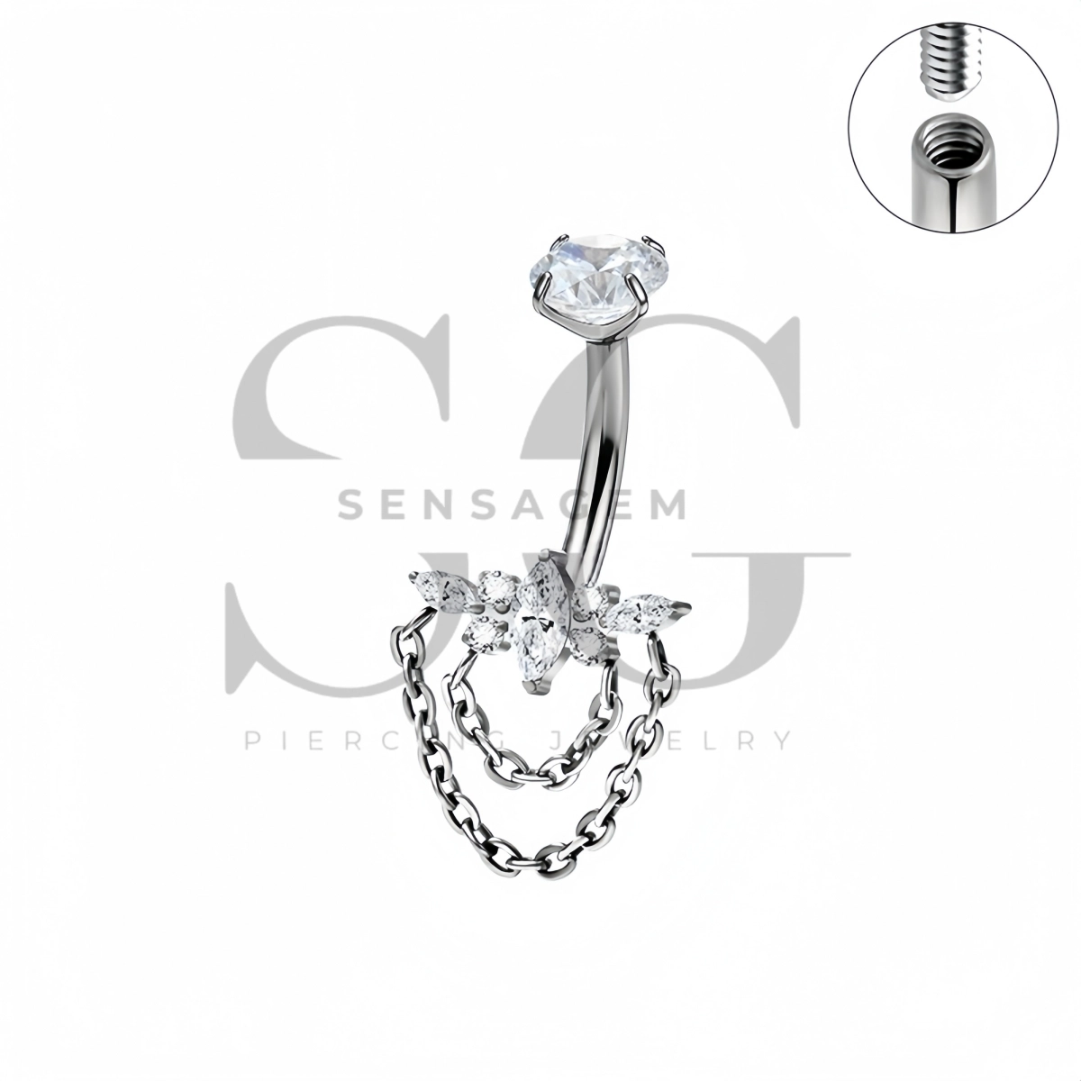 SG7050 ASTM F136 Implant Grade Titanium Wing Navel Ring – Bild 3