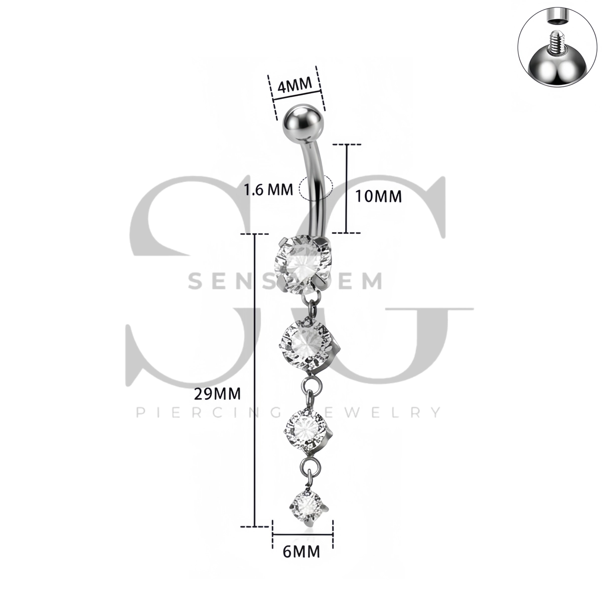 SG7051 ASTM F136 baumelnder Nabelring aus Titan in Implantatqualität – Bild 4