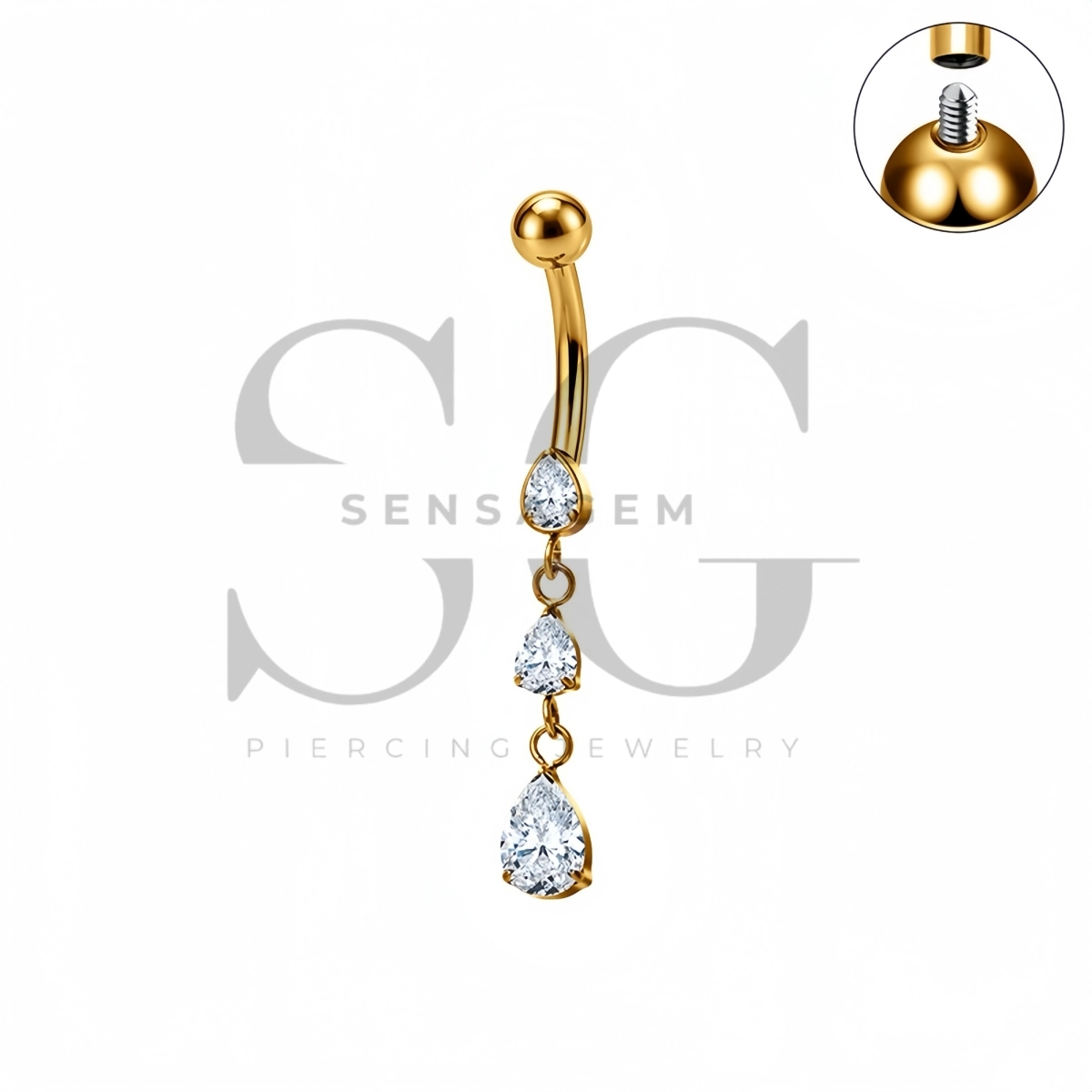 SG7052 ASTM F136 Implant Grade Titanium Dangle Navel Ring - Afbeelding 3