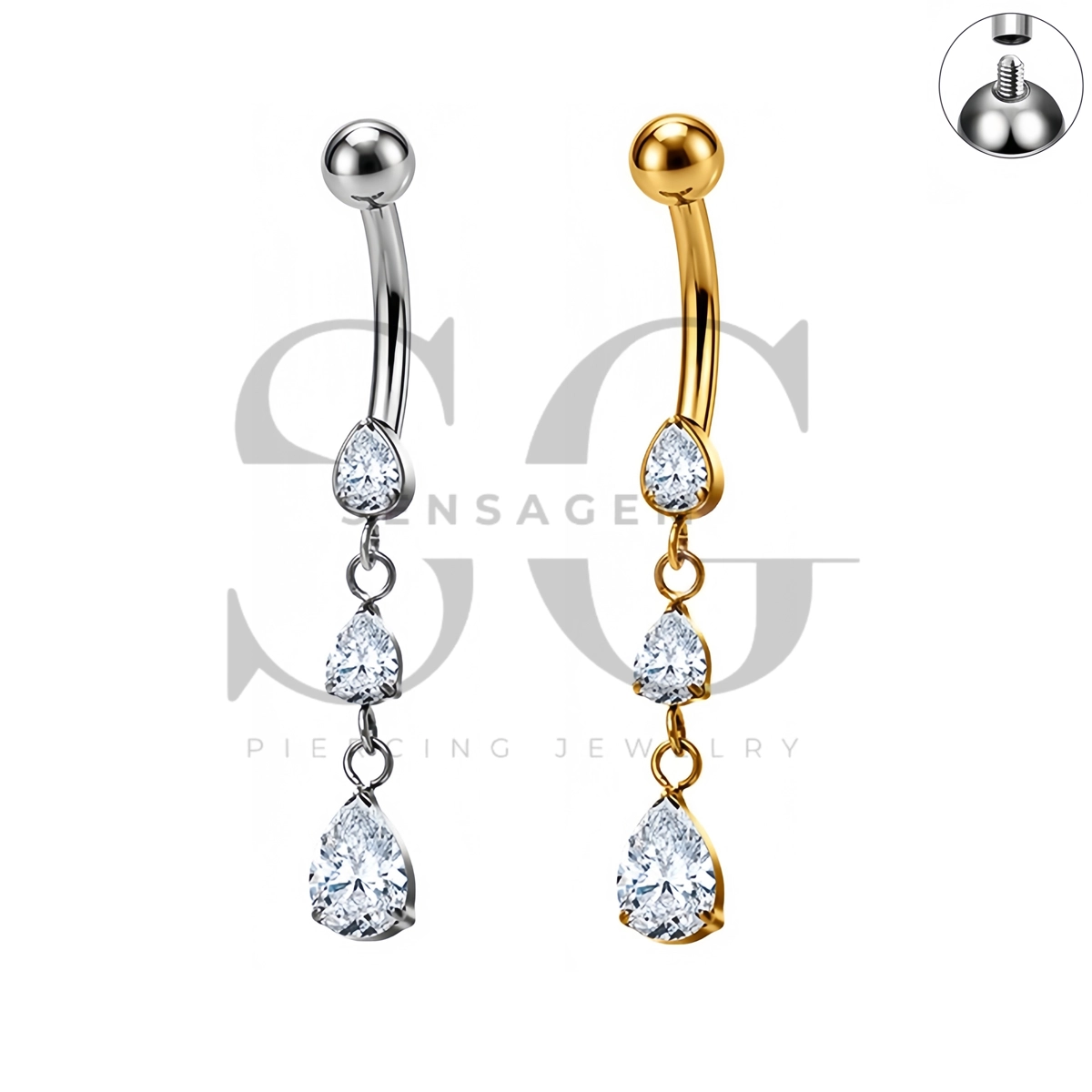 SG7052 ASTM F136 Implant Grade Titanium Dangle Navel Ring