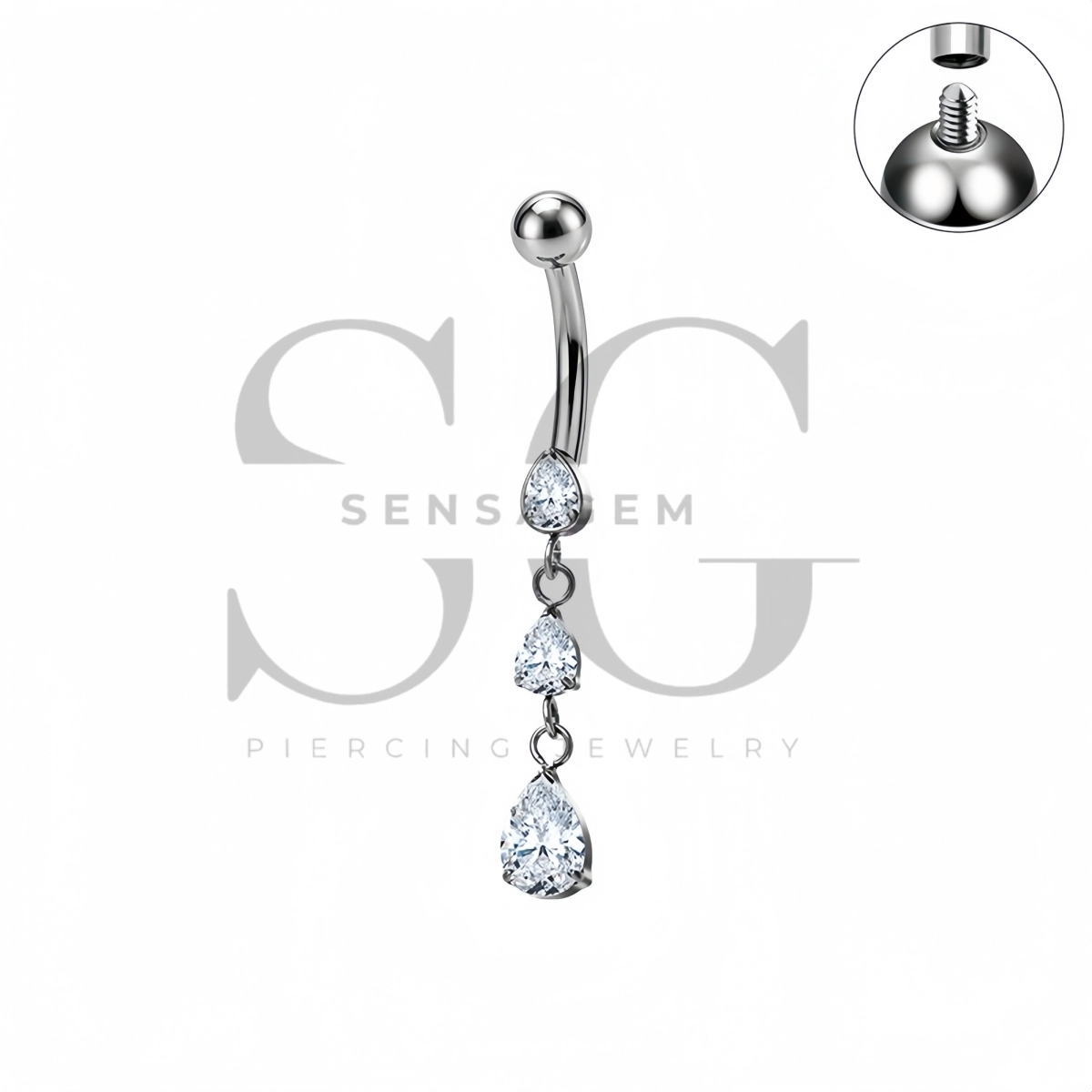 SG7052 ASTM F136 Implant Grade Titanium Dangle Navel Ring - Afbeelding 2