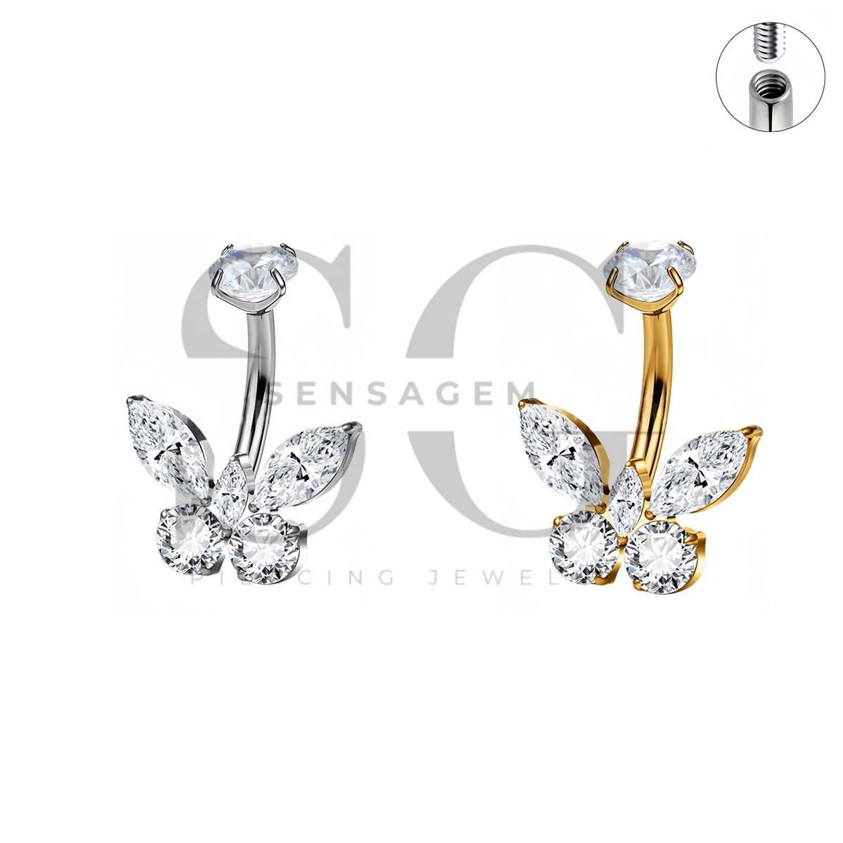 SG7053 ASTM F136 Implant Grade Titanium Butterfly Navel Ring